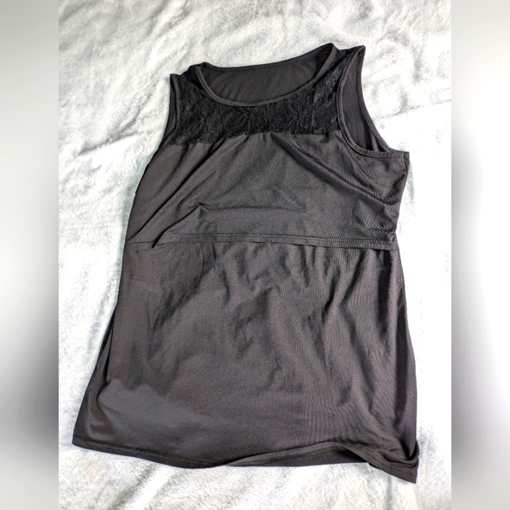 Black Sleeveless Top with Lace Detail